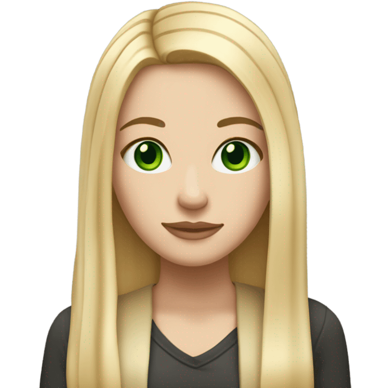 White girl with Long straight blonde hair, green eyes, tattoos emoji