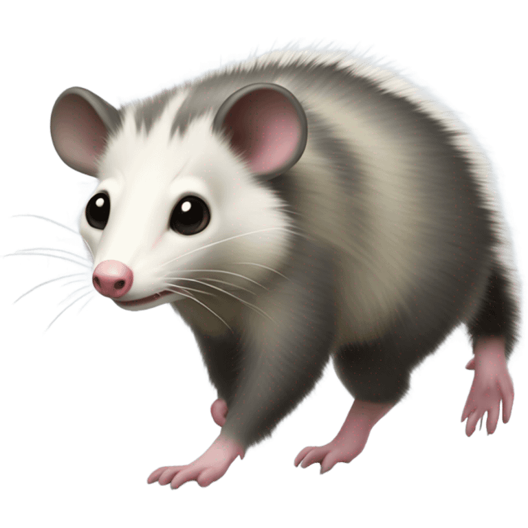 North American opossum walking towards the left, transparent background  emoji