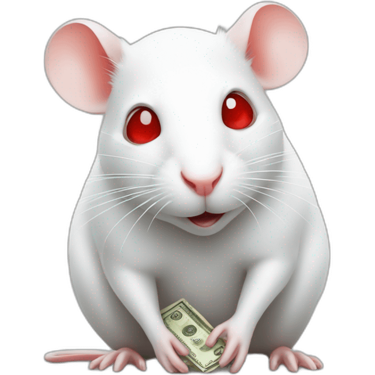 White rat with money red eyes emoji