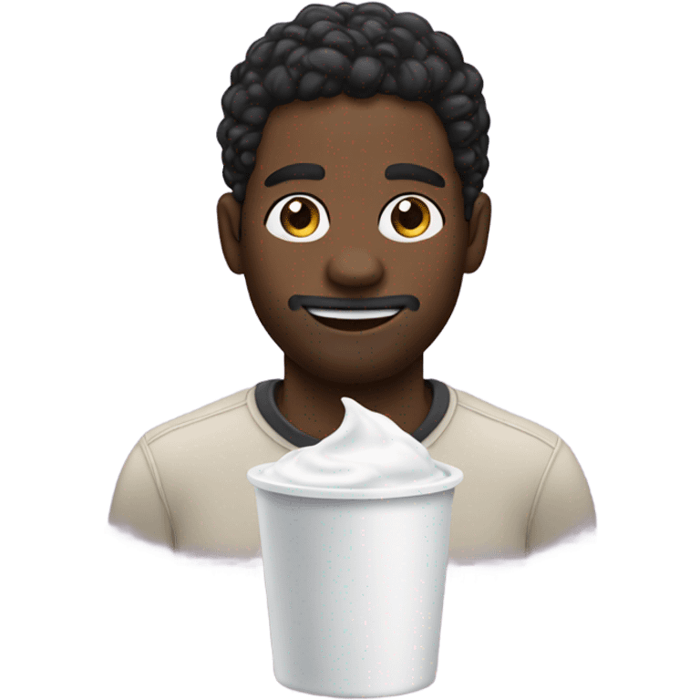 Black man with yogurt on face emoji