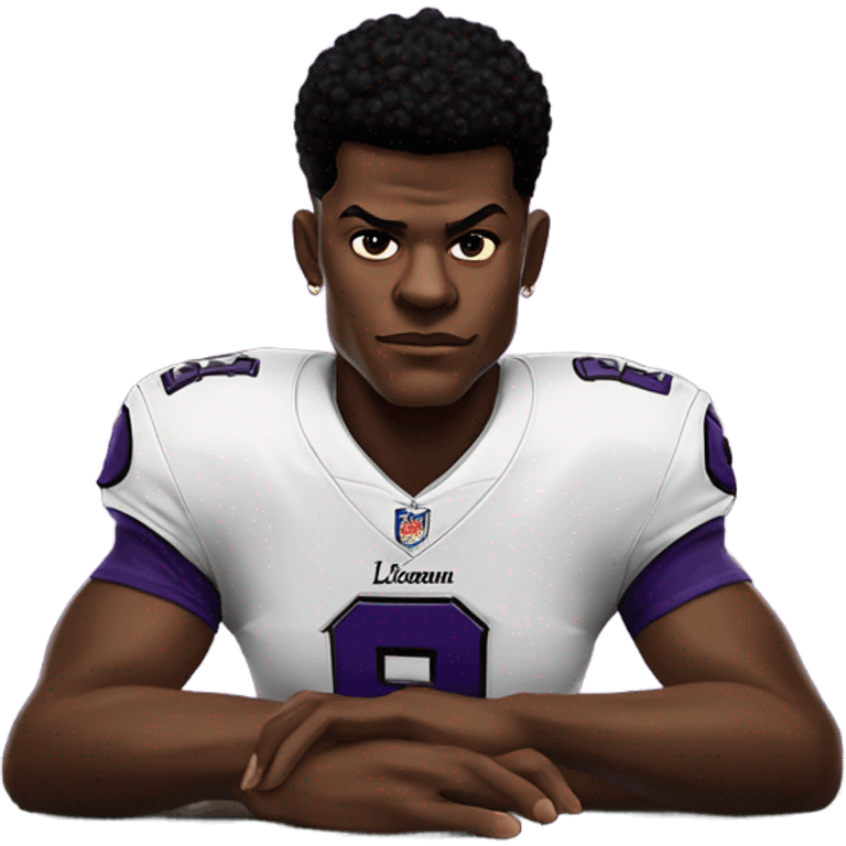 Lamar Jackson wearing his jersey at a blackjack table emoji