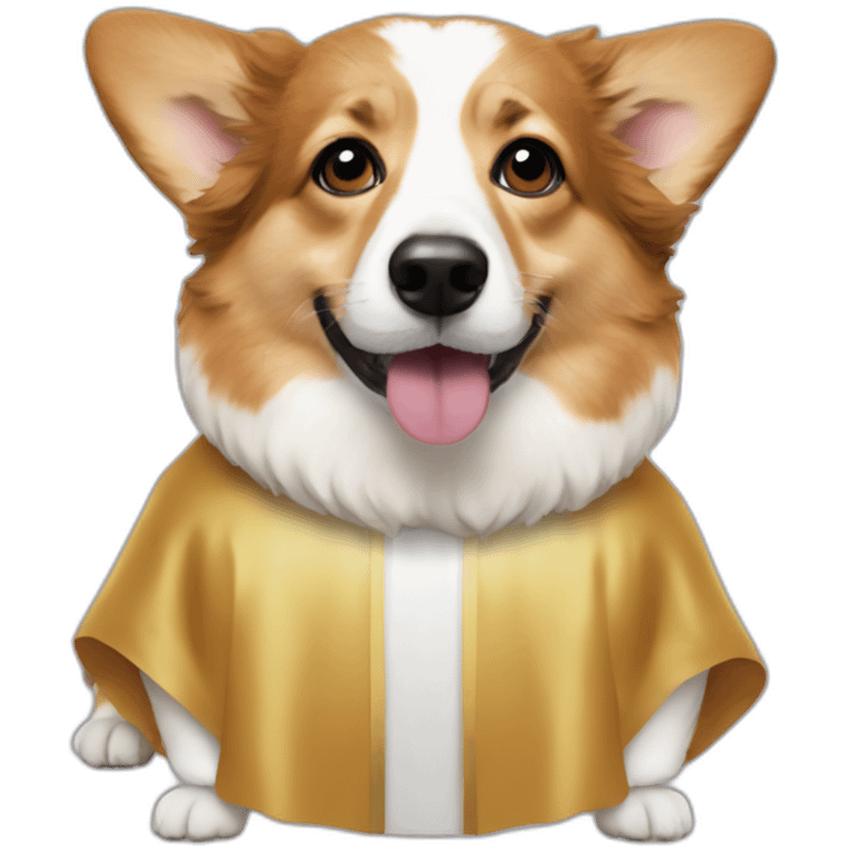 Corgi in a jesus wig and Jesus costume emoji