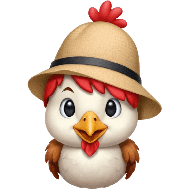 chicken in hat and earings emoji