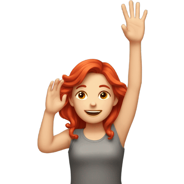 Redhead girl raising hand emoji