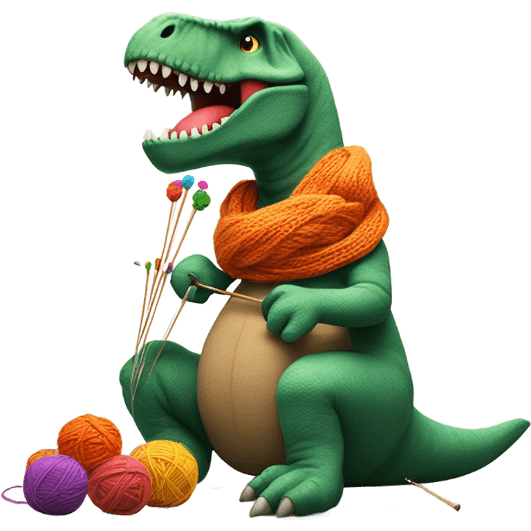 T-Rex knitting emoji