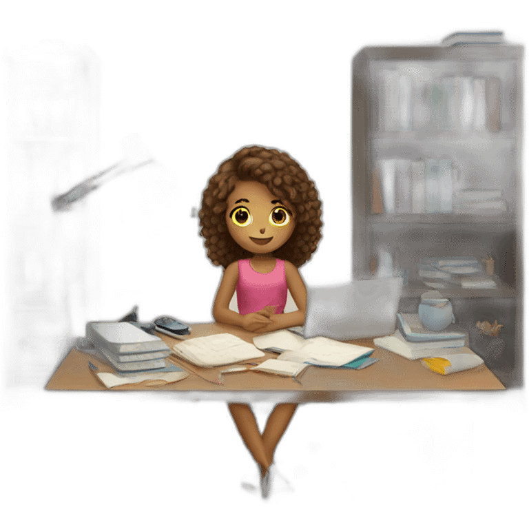 Girl and her study setup emoji