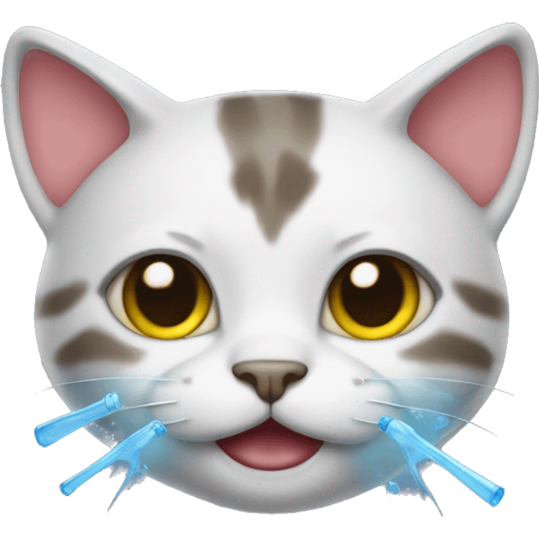 cute cat with water gun emoji