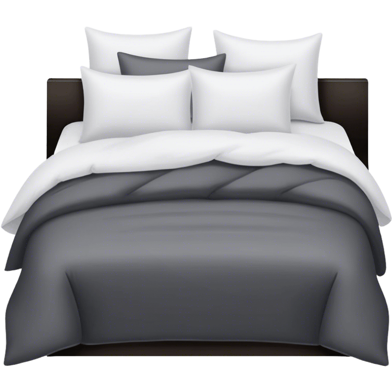 Pale black comforter and white pillows on bed emoji