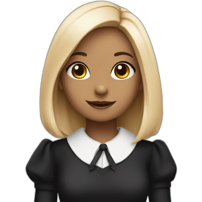 A cute rabbit with long eyelashes as a teacher wearing a nice black dress  emoji