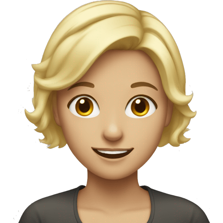 Blonde girl with short hair smiling emoji