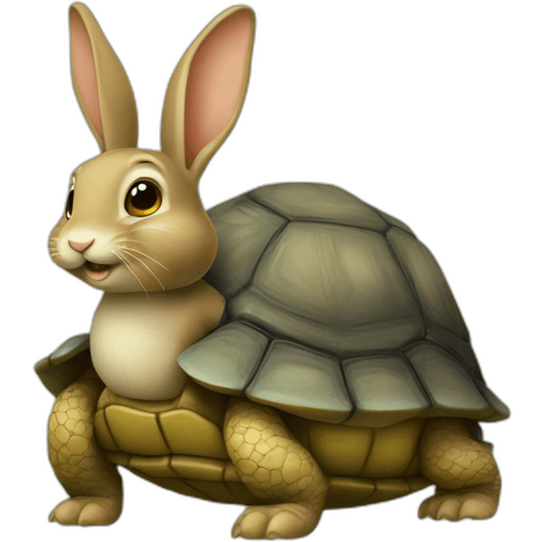 Un lapin sur une tortue emoji