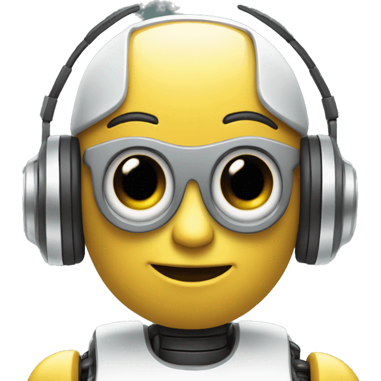 cute little robot with headphones, not human like emoji