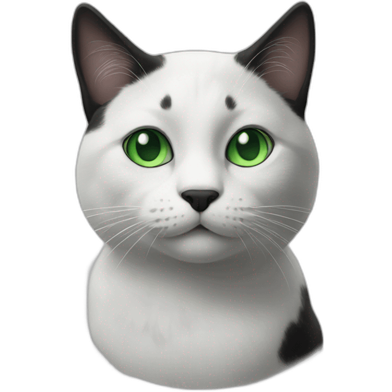 black and white cat with green eyes emoji