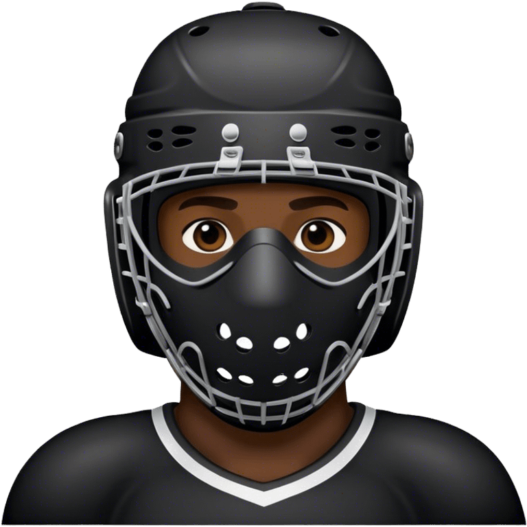 dark skinned black man wearing hockey mask emoji