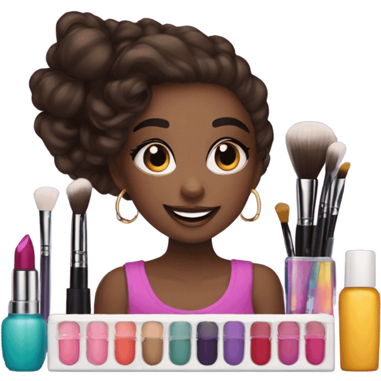 Makeup kit and a girl emoji