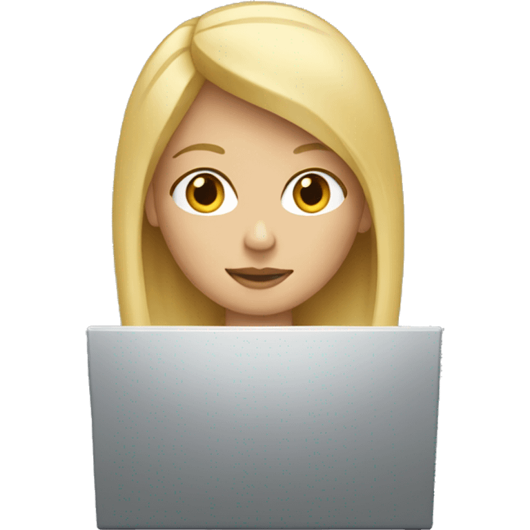 blonde female behind a computer emoji