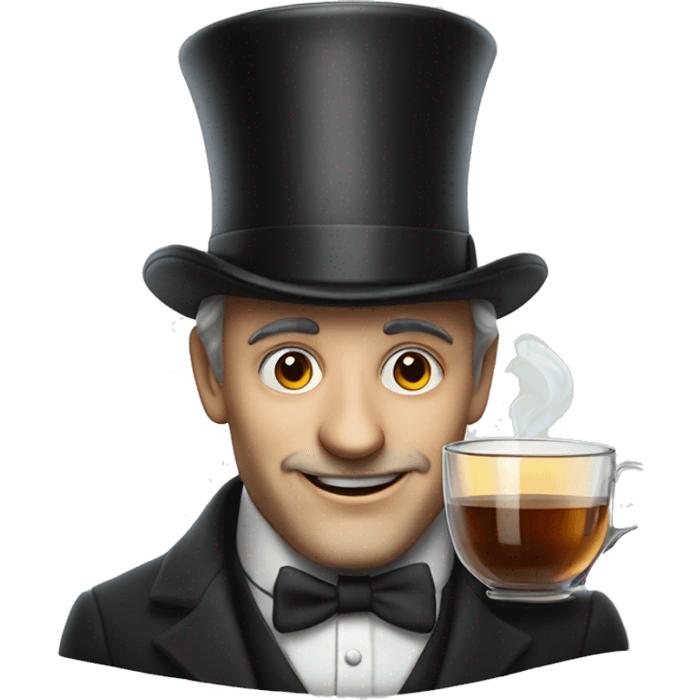 Photorealistic man A British gentleman in a monocle and a top hat with a cup of tea in his hand emoji