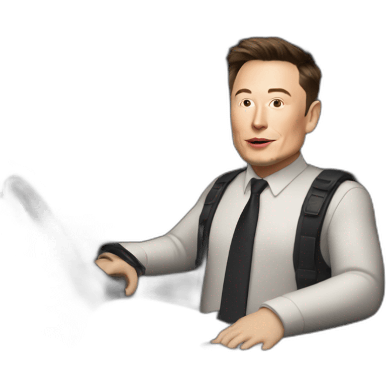 Elon musk riding in a Tesla cyber truck  emoji