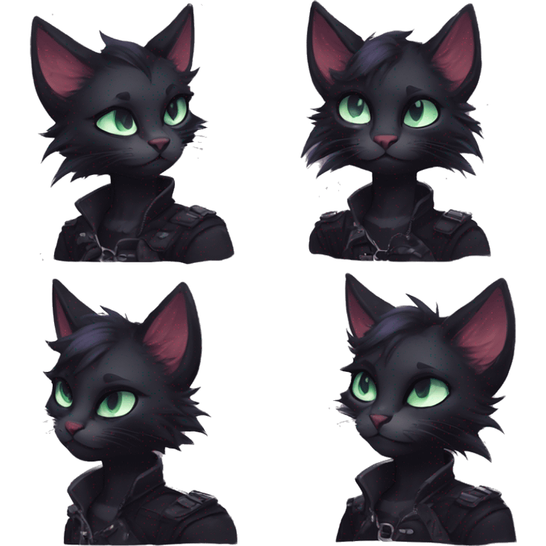 Edgy sharp anthro punk black cat animal furry by Falvie, LiLaiRa, griffsnuff, AngieWolf emoji