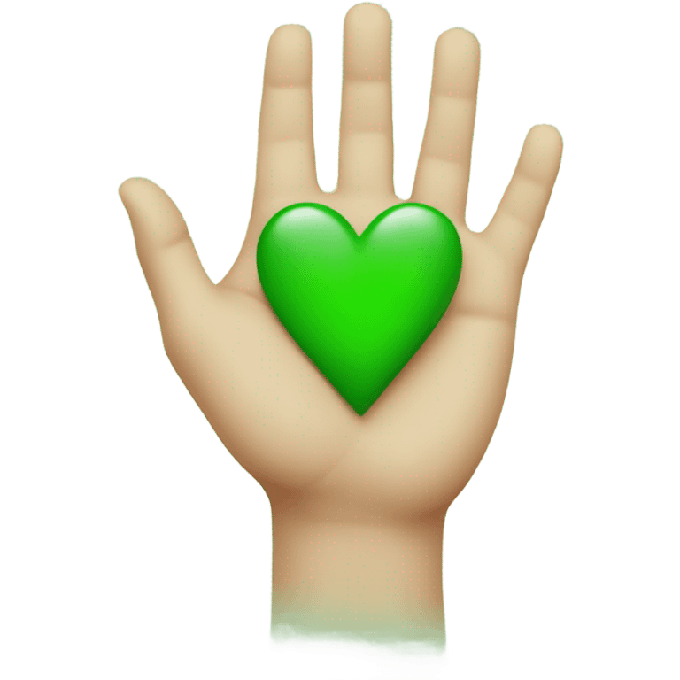 Hand heart with green heart in the middle  emoji