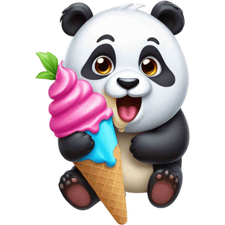 Panda eating ice cream emoji