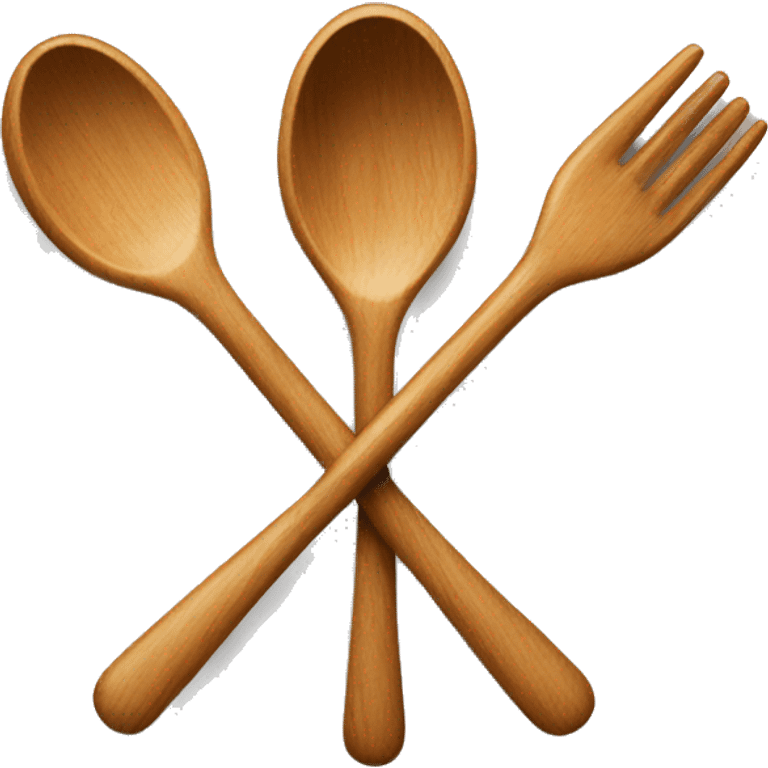 Wooden spoon and fork emoji