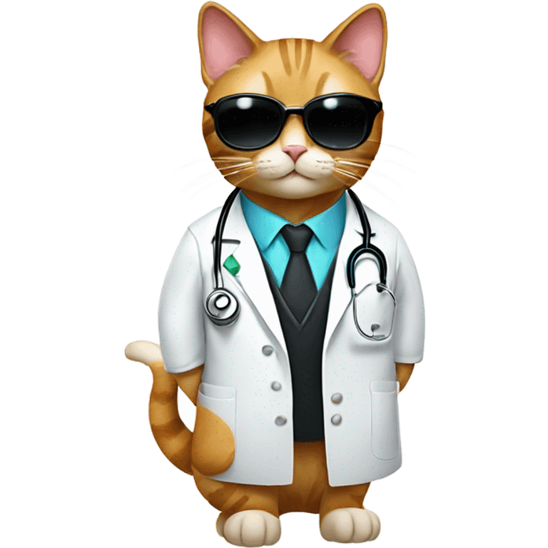 happy doctor cat wearing black sunglasses emoji