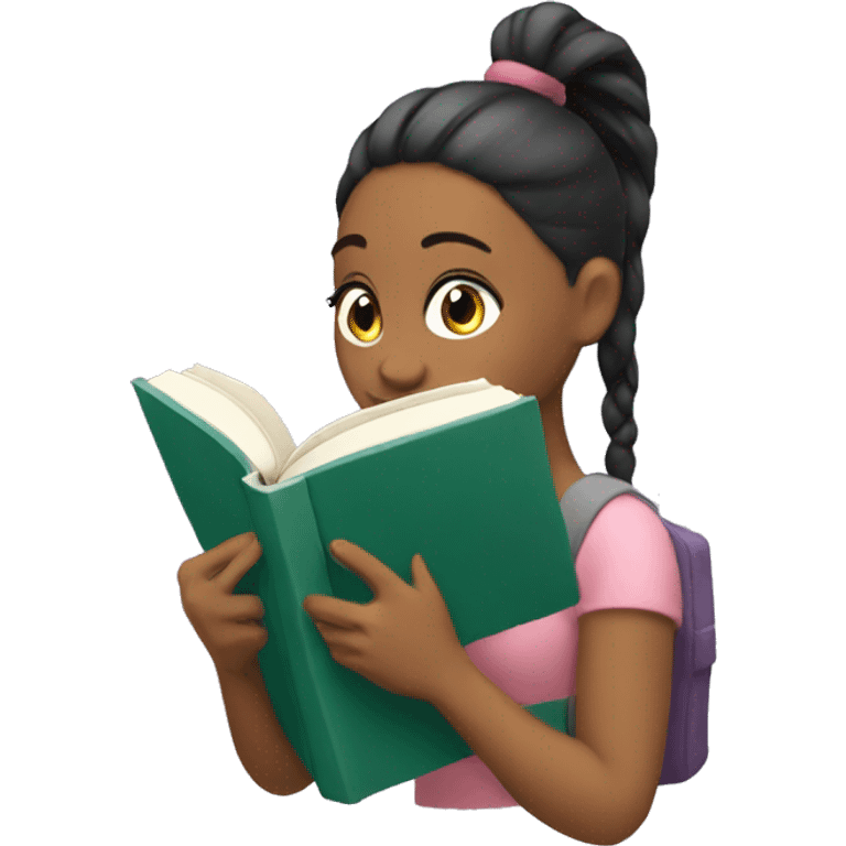 girl with ponytail reading a book  emoji