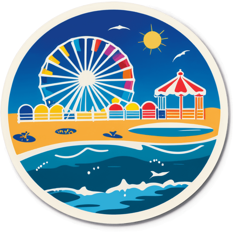 A beach scene of Ocean City, New Jersey and the boardwalk emoji