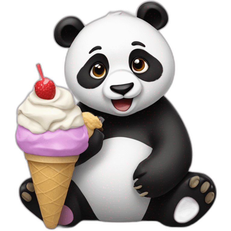 Panda eating ice cream emoji