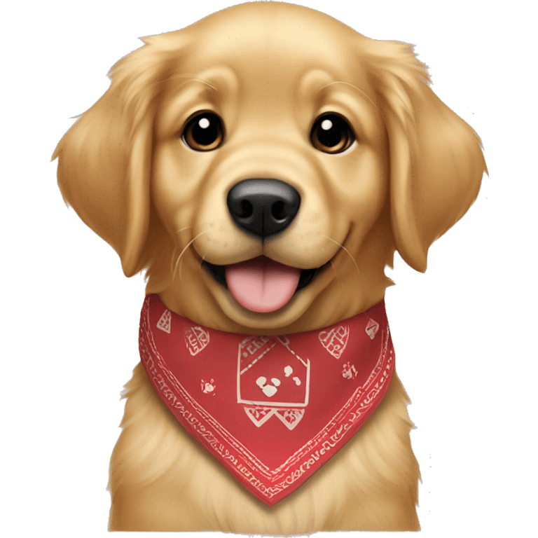 puppy golden retriever with bandana with the name pockets on it emoji