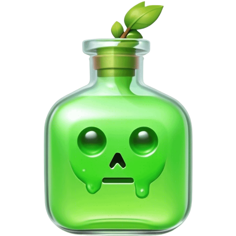 Clash of Clans aesthetic: Cinematic Playful Pixel 3D green health Potion Emoji, rendered in a 3D vector-style similar to standard emojis with minimal shading and bold, simplified shapes. A compact, distinct form with signature details, softly glowing with a pixelated adventure charm. Simplified yet unmistakably iconic, highly detailed and consistent, glowing with a soft radiance and high shine. Stylized with a touch of classic pixel-art charm and a soft glowing outline, capturing the essence of a beloved gaming relic with a friendly, playful manner! emoji