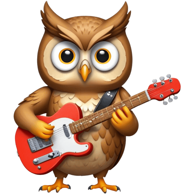 An owl playing a telecaster emoji