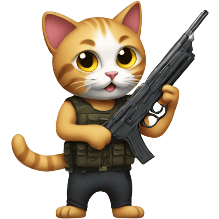 Cat holding a gun emoji