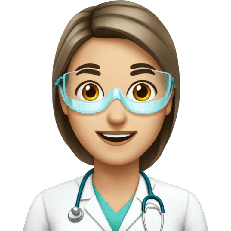 european doctor-woman-happy with mask emoji