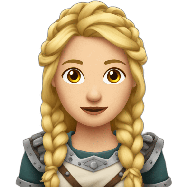 Mujer rubia vikinga trenzas un lado emoji