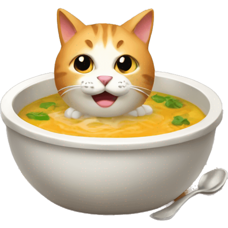 cat eating a soup emoji