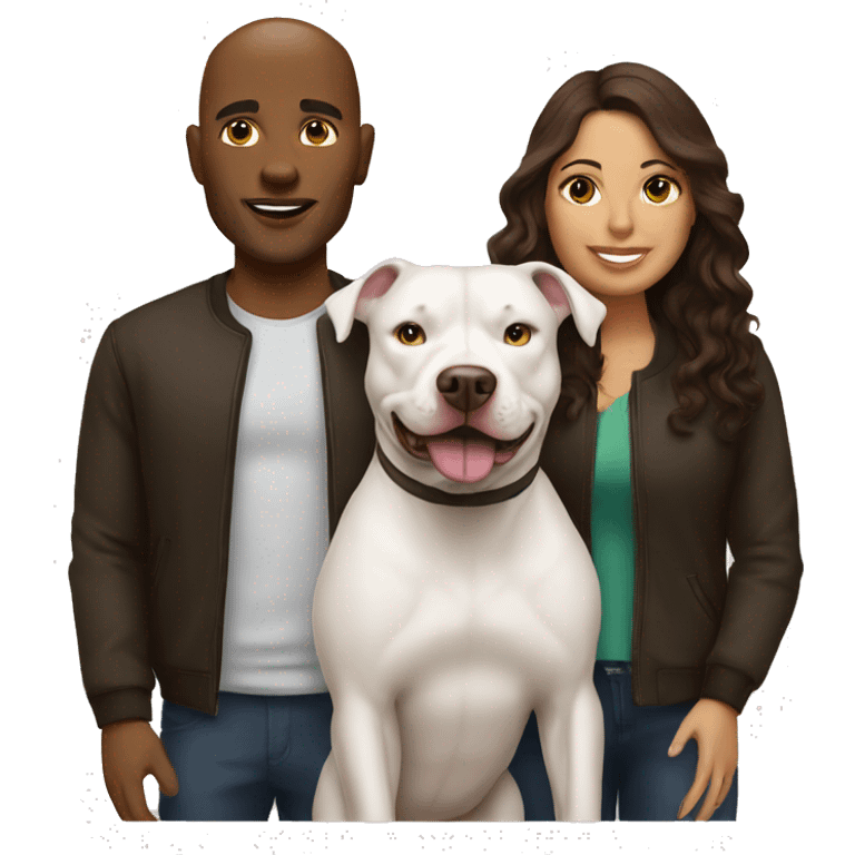 Brunette couple with Pitbull  emoji