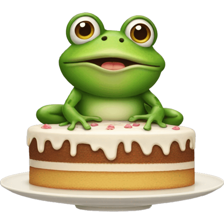 A frog with a cake in its paws emoji