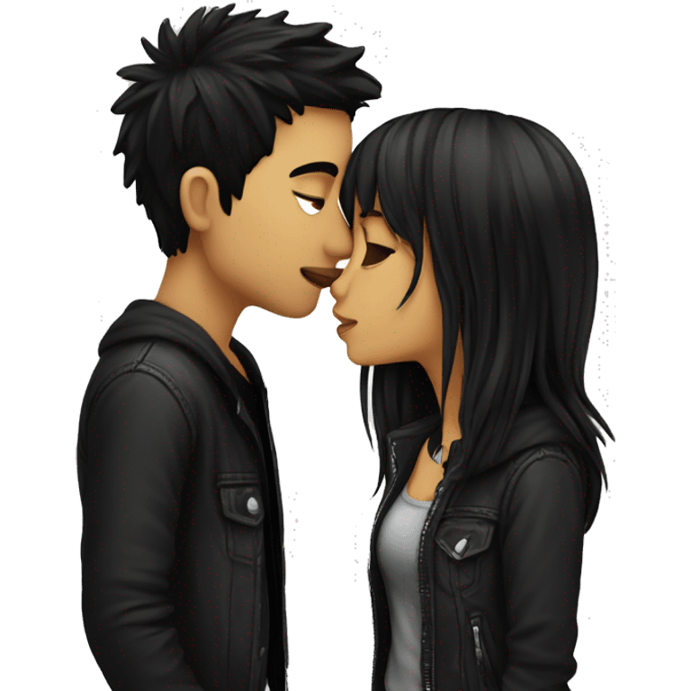 Black haired emo couple kissing  emoji