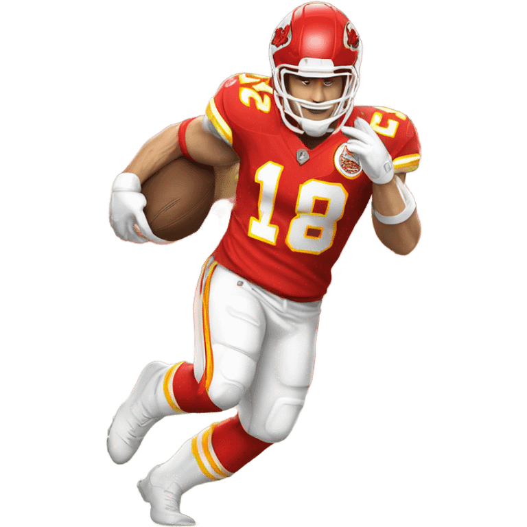 Mike McRoberts in Chiefs uniform scoring a touchdown emoji