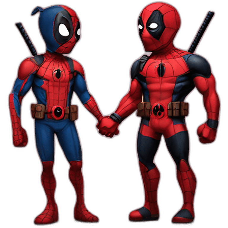 Deadpool and Spiderman holding hands emoji