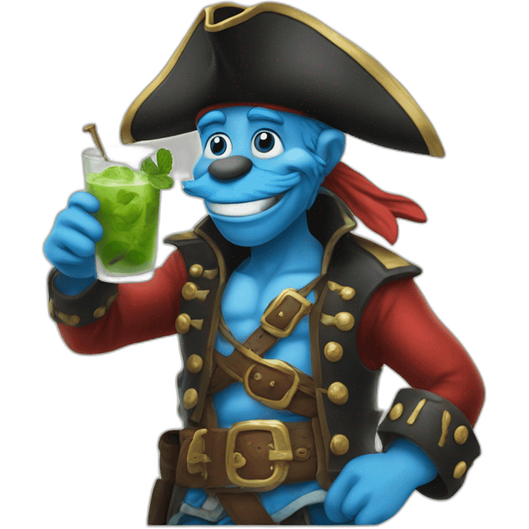 pirate Papa Smurf drinking mojito emoji