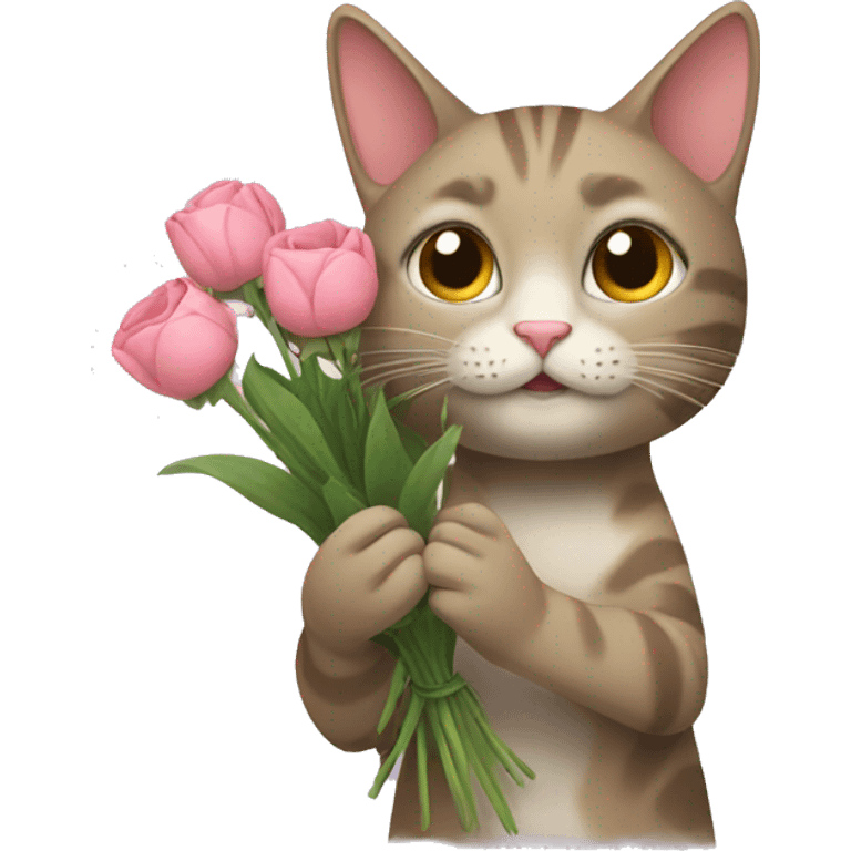 Cat holding flowers emoji