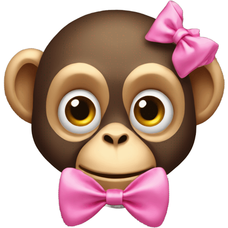 Monkey with a pink bow blowing a kiss emoji