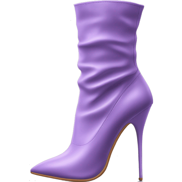 Hyper Realistic isolated top view of a pair of pointed toe lavender purple high heel ankle bootie boots.  emoji