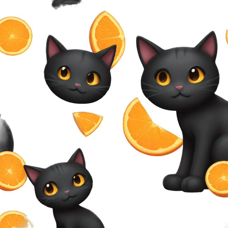 black cat and orange cat in love emoji