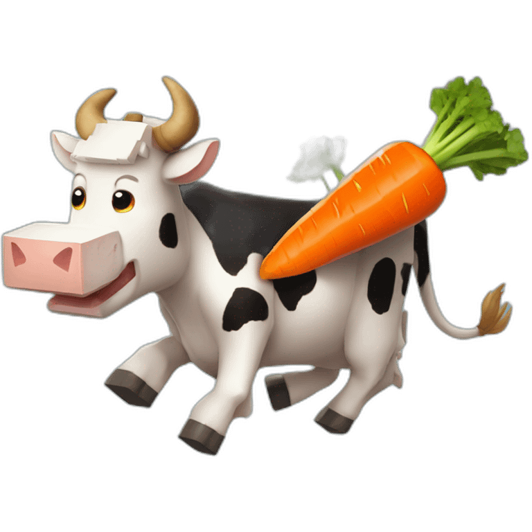 Cow riding a happy carrot on a Minecraft ender dragon  emoji