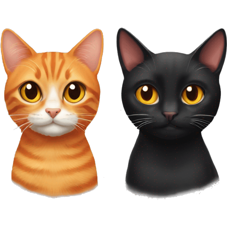 orange tabby cat and black cat emoji