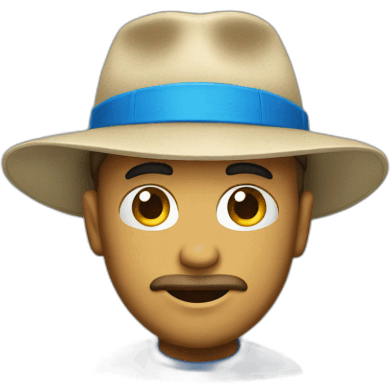 seriously emoji with blue hat  emoji